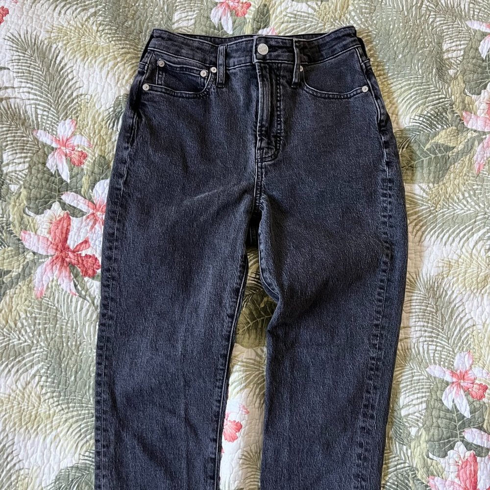 Madewell Straight Leg Jeans in Washed Black